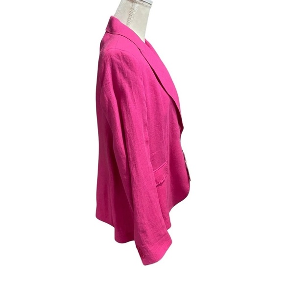 WEEKEND MAX MARA Nalut Linen Canvas Single Breast Blazer Size 16 Fuchsia $575 - Picture 10 of 16